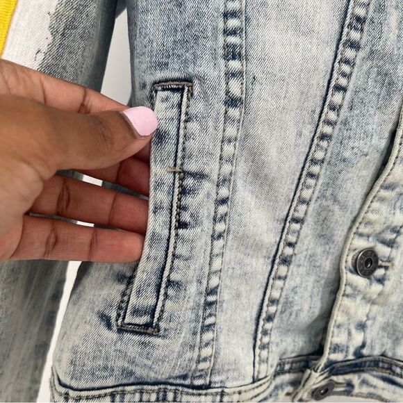 Waimea Boy’s Snow Gold Paint Tape Button Front Denim Jean Jacket Medium - Picture 7 of 17